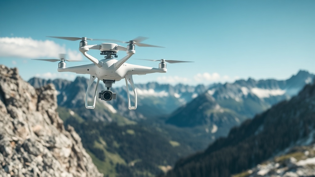 Alpines Monitoring-System zur Überwachung von Naturgefahren, mit Drohnen, Sensoren und Datenanalysen zur Bekämpfung von Risiken wie Steinschlägen.