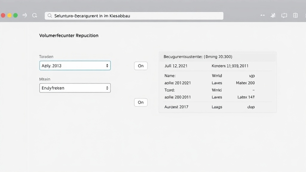 Illustration eines Online-Rechners zur Volumenberechnung im Kiesabbau, mit Benutzeroberfläche, eingeblendeten Eingabefeldern und Berechnungsergebnissen auf einem Bildschirm.