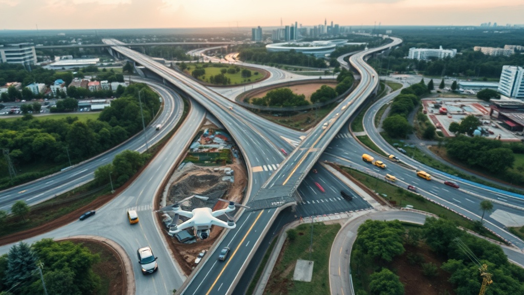 Nutze Drohnen in der Verkehrsplanung für präzise Luftaufnahmen und verbessere den Straßenbau mit innovativer Technik aus der Vogelperspektive.