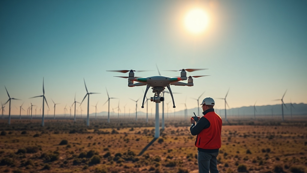 Nutze Drohnen für die Inspektion von Windkraftanlagen – präzise, sicher und effizient für eine optimale Wartung und Leistung.